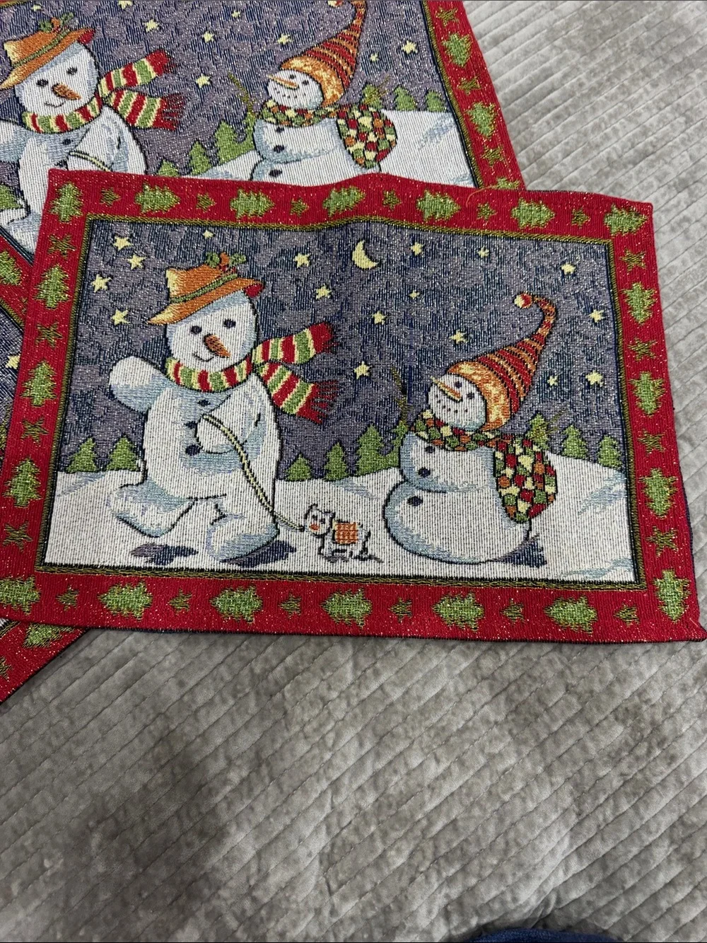 Holiday Snowman Sparkle Tapestry Placemat Set of 4